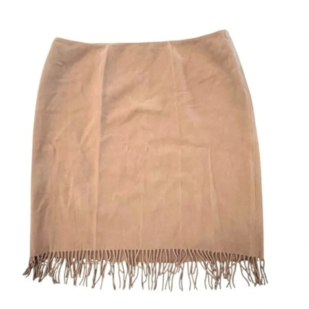 100% Wool Short Skirt Jones New York Signature Size 16 NWT Lined‎ Brown Fringe